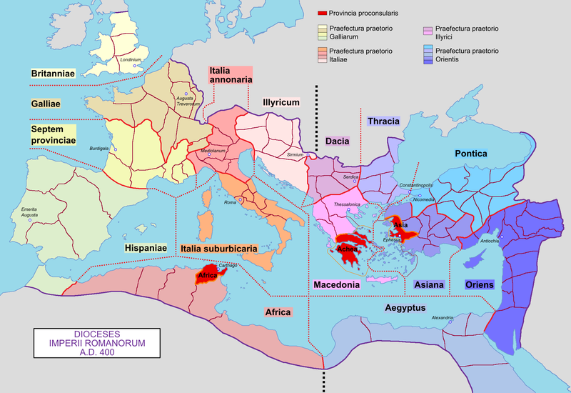 Roman Empire with dioceses in 400 AD.png
